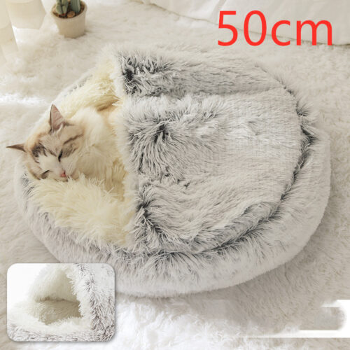LIT CHAT EN PELUCHE ROND 2 EN 1