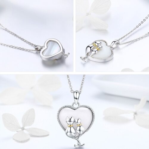 Collier Couple de Chats Argent