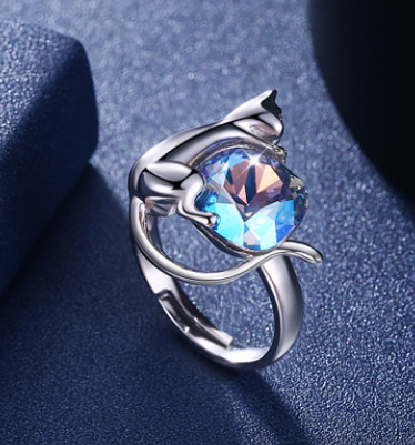 Bague Chat Ajustable en Swarovski