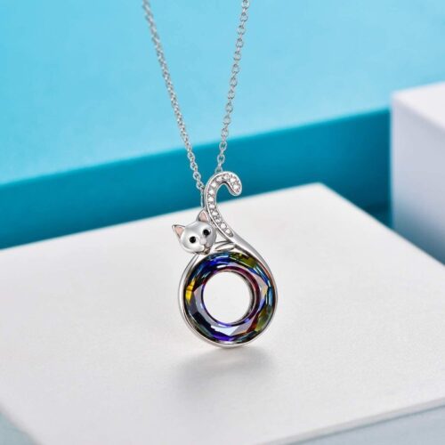 Collier de pendentif chat dégradé de couleurs