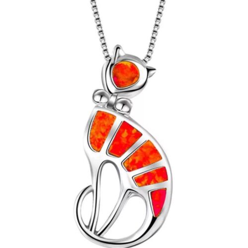 Collier Chat Argent & Epoxy