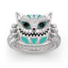 Goutte de diamant Bague crâne de chat à l’huile