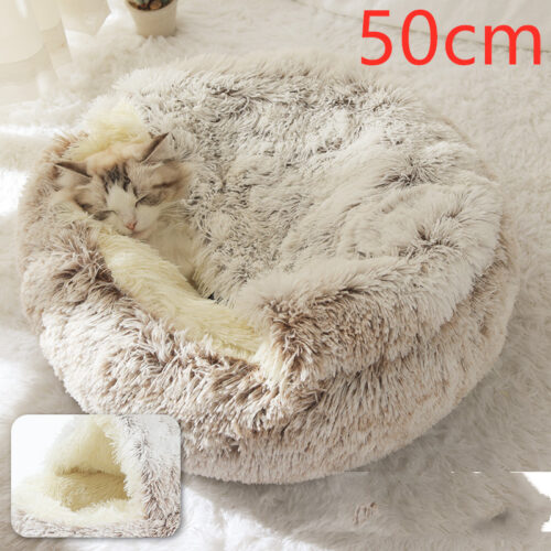 LIT CHAT EN PELUCHE ROND 2 EN 1 b