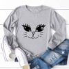 T-SHIRT POUR FEMMES MOTIF DE VISAGE SOURIANT DE CHAT