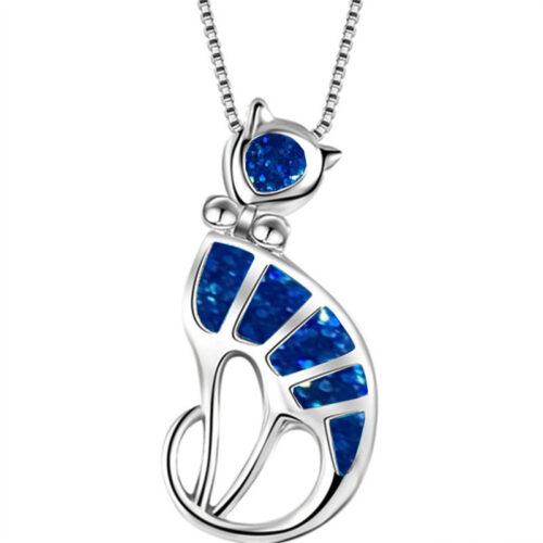 Collier Chat Argent & Epoxy