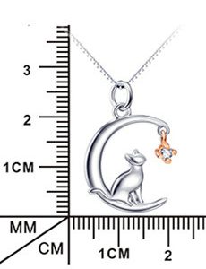 COLLIER CHAT LUNE ARGENT