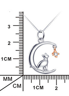 COLLIER CHAT LUNE ARGENT