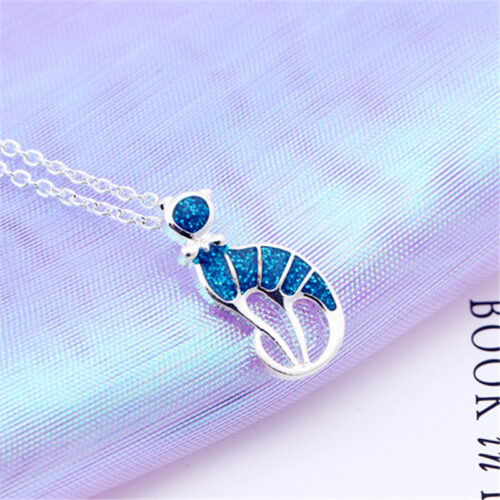 Collier Chat Argent & Epoxy