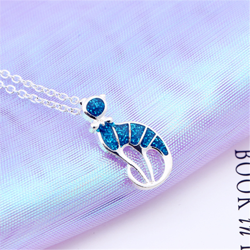 Collier Chat Argent & Epoxy