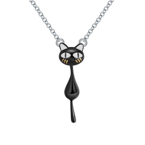 COLLIERS CHAT NOIR ARGENT S925