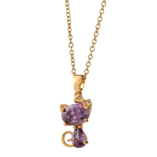 COLLIER EN ACIER CHAT AVEC DEUX CŒURS (2)