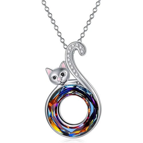 VCollier de pendentif chat dégradé de couleurs