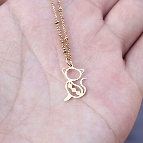 Collier chat créatif en acier