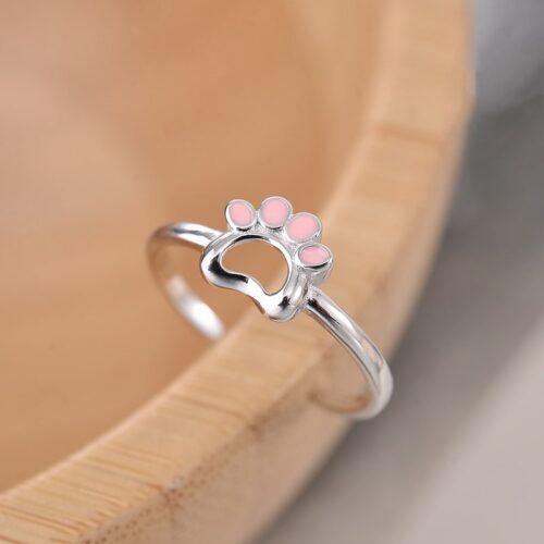 Bague Empreinte de Chat Creuse Argent
