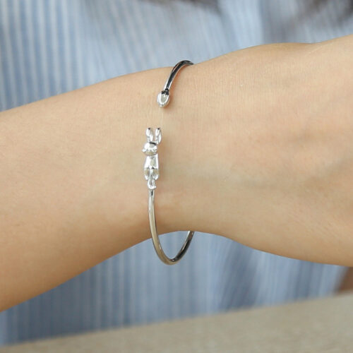 Bracelet mignon en argent S925 avec chat à la mode