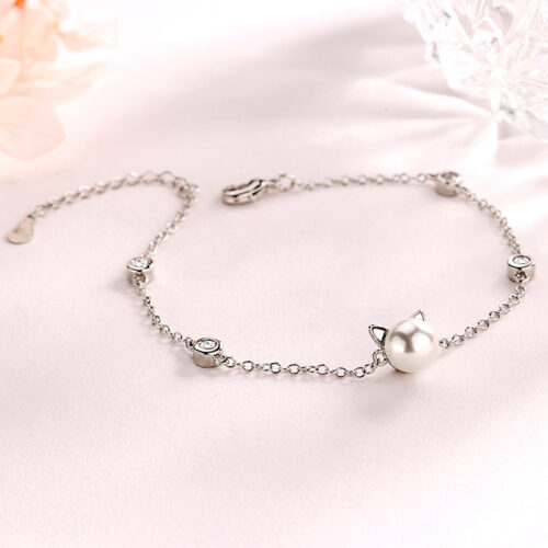 Bracelet chat avec perle