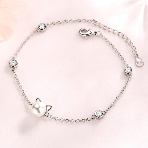 Bracelet chat avec perle