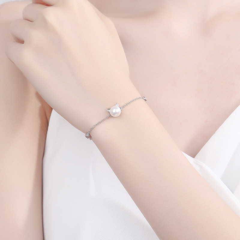Bracelet chat avec perle