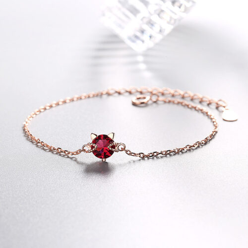 Bracelet Chat en Argent avec pierre