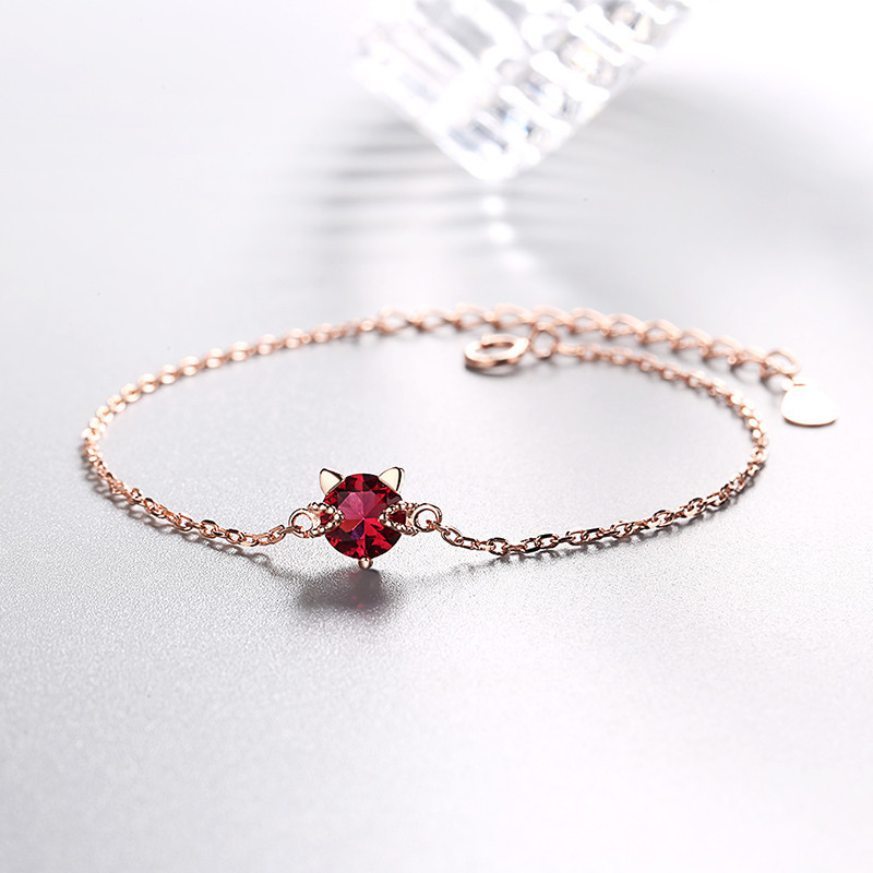 Bracelet Chat en Argent avec pierre