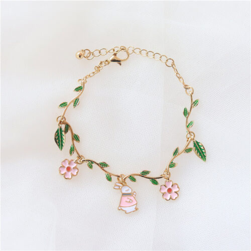 Bracelet de fleurs chat et feuilles pour femmes