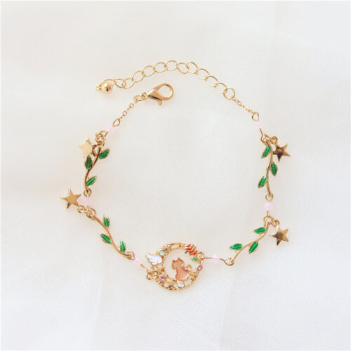 Bracelet de fleurs chat et feuilles pour femmes