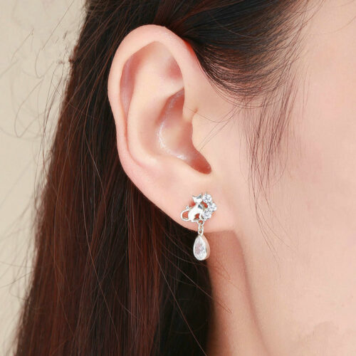 Boucles d’oreilles chat style vintage