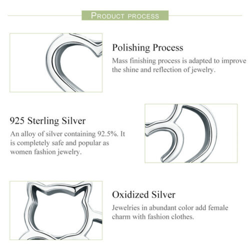 Boucles d’oreilles argent simple chat s925 creuse