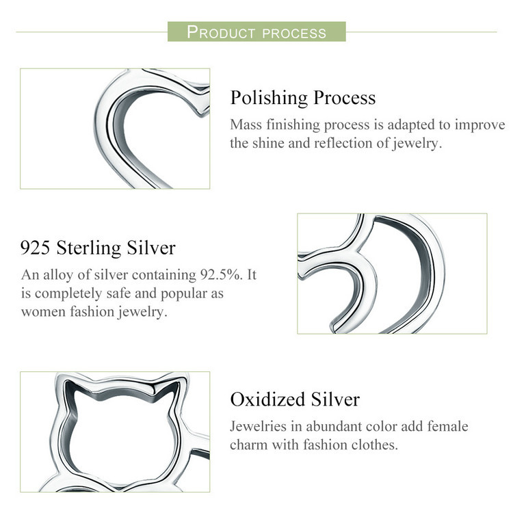 Boucles d’oreilles argent simple chat s925 creuse