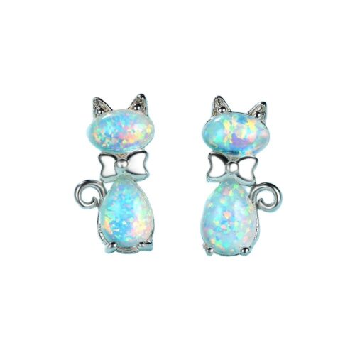 Boucles d’oreilles chat en Cuivre avec un nœud doux et charmant
