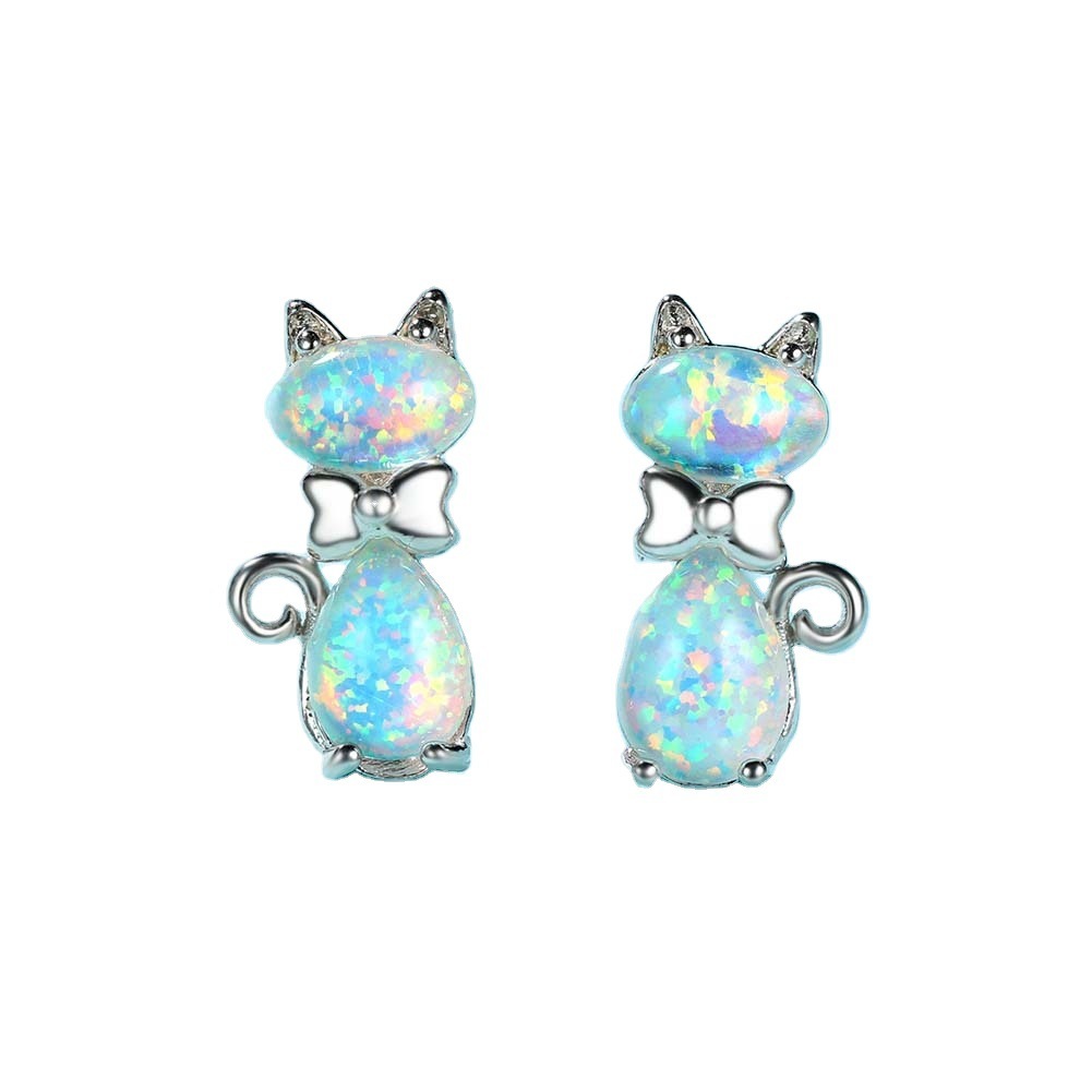 Boucles d’oreilles chat en Cuivre avec un nœud doux et charmant
