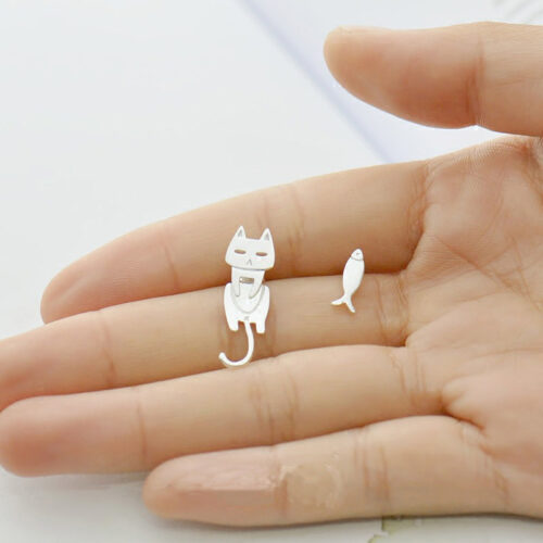 Boucles d’oreilles asymétriques en argent