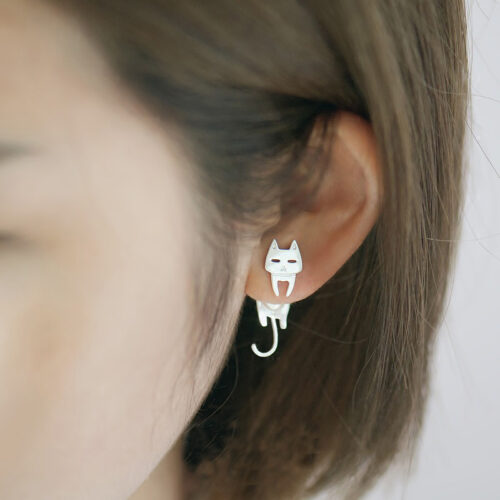 Boucles d'oreilles asymétriques en argent
