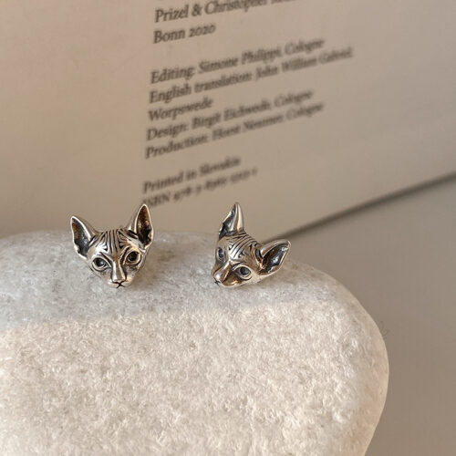 Boucles d’oreilles Sphinx en argent S925 Vintage