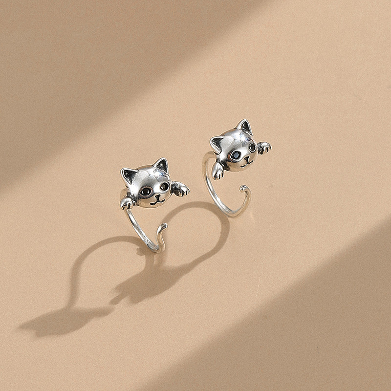 Boucles d’oreilles en argent & ZIRCON Chat visage