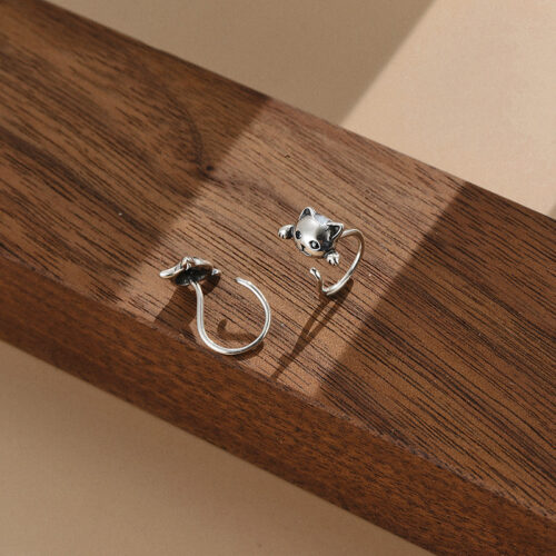 Boucles d’oreilles en argent & ZIRCON Chat visage