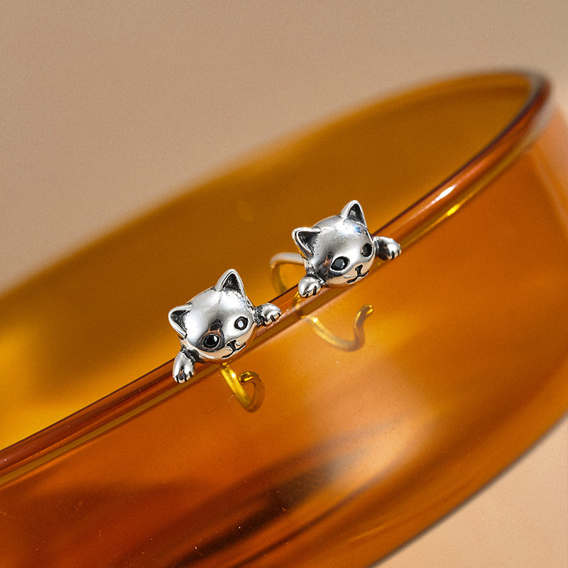 Boucles d’oreilles en argent & ZIRCON Chat visage