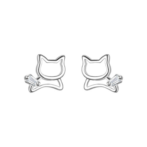 Alternative view of Boucles d'oreilles de chat creuses en argent 925