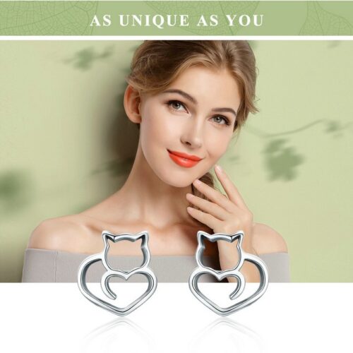 Boucles d’oreilles argent simple chat s925 creuse