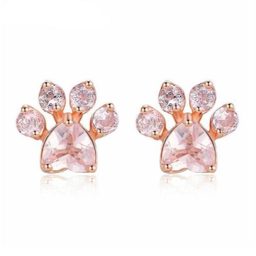 Boucles d’oreilles pattes de chat en argent 925 et or rose