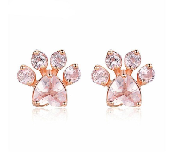 Boucles d’oreilles pattes de chat en argent 925 et or rose