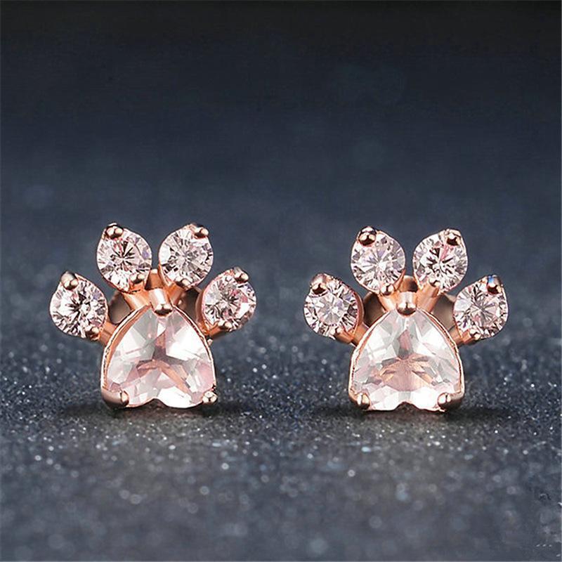 Boucles d’oreilles pattes de chat en argent 925 et or rose