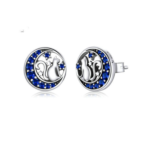Boucles d’oreilles en argent S925 Moon-Cat