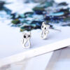 Clous d’oreilles de chat en argent sterling avec œil noir
