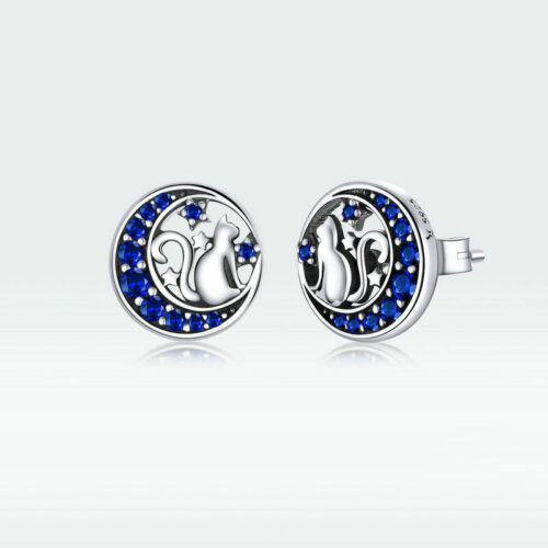 Boucles d’oreilles en argent S925 Moon-Cat