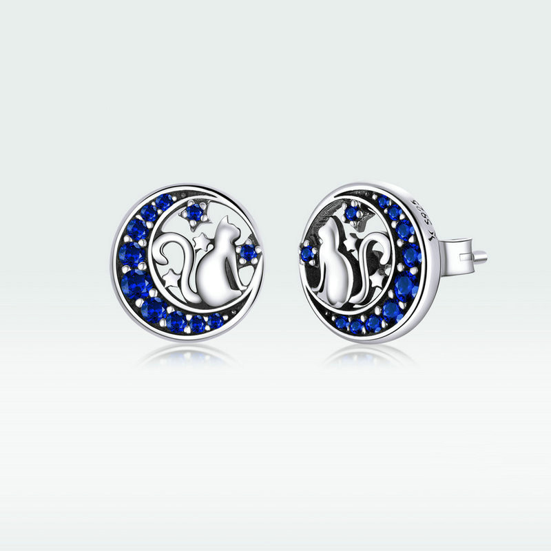Boucles d’oreilles en argent S925 Moon-Cat
