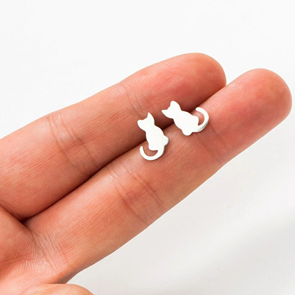 Boucles d’oreilles en Acier d’or et d’argent Chat