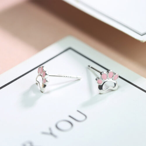 Boucles d’oreilles griffe de chat mignonne en argent sterling simple de style coréen