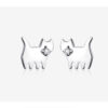 Boucles d’oreilles chat en argent avec pierre
