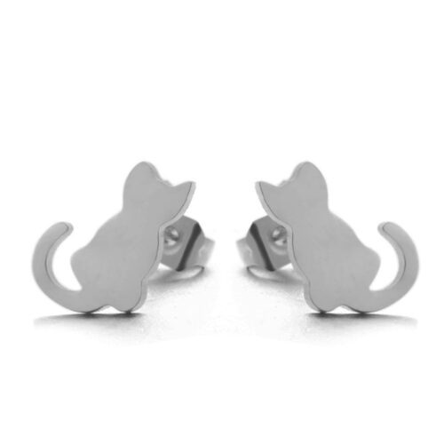 Boucles d’oreilles en Acier d’or et d’argent Chat